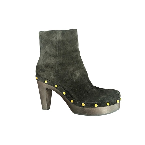 Veronica Beard Shoes - Veronica Beard Black Suede Studded Platform Clog Ankle Boots Water Repellent 9M